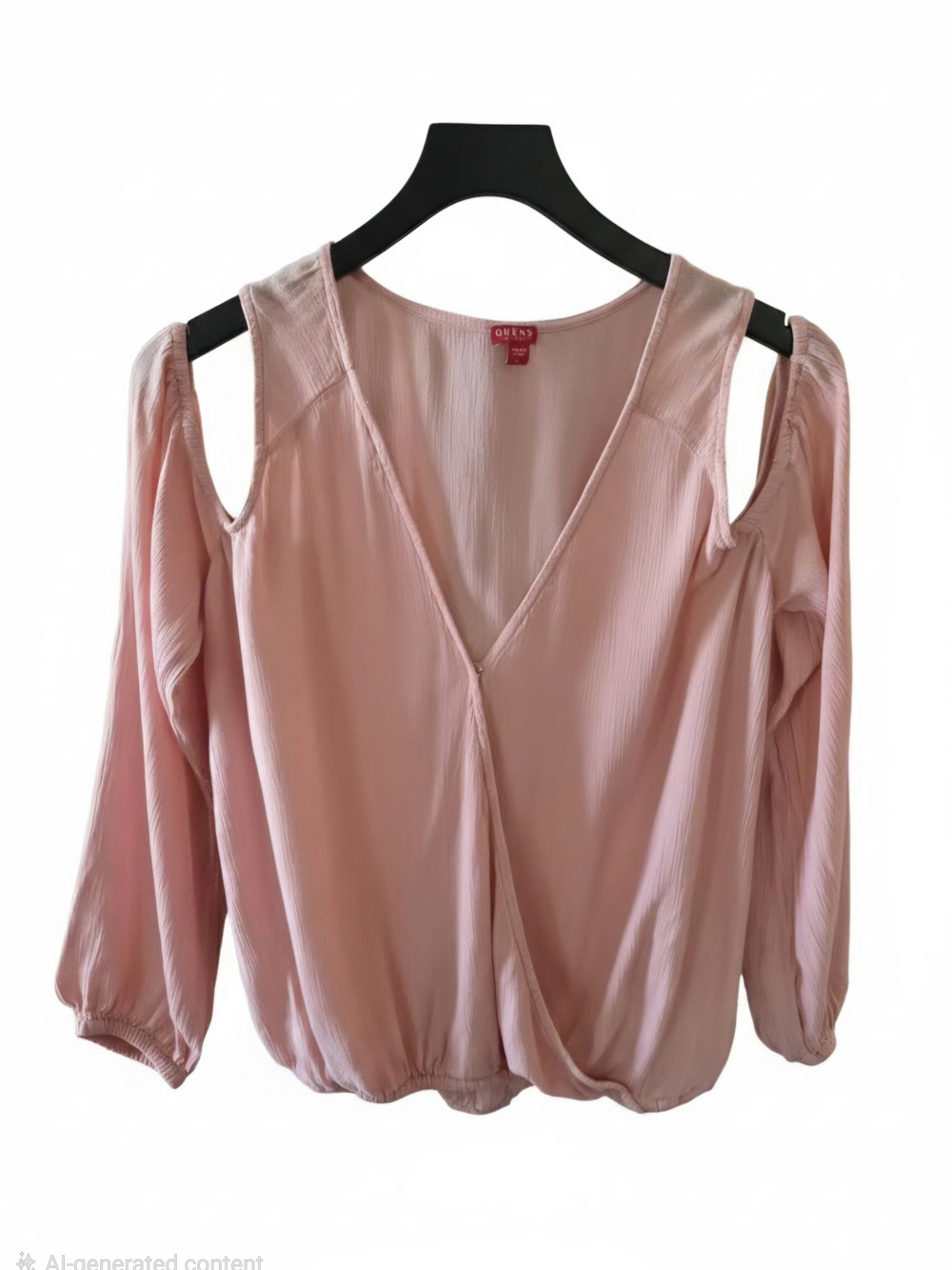 Guess Blush Pink Cold-Shoulder V-Neck Blouse